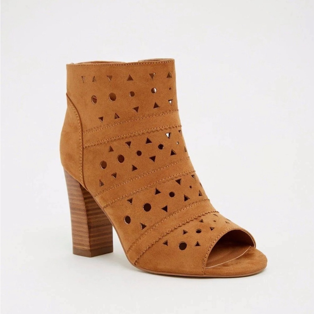 Torrid Cutout Peep Toe Heel Booties Wide Width Brown